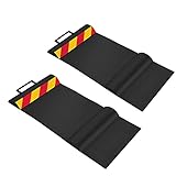 RaxGo Car Parking Mat, Garage Wheel Stopper Parking Aid, Tire Guides for Cars, Trucks & Vehicles | Anti-Skid Grips, Easy Install Adhesive, Carry Handles & Reflective Strips, Black | Pack of 2 Mats