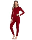 WEERTI Thermal Underwear for Women Long Johns Women with Fleece Lined, Base Layer Women Cold Weather Top Bottom（Red M）