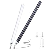 Stylus Pens for Touch Screens(2 Pcs), Abiarst Magnetic Disc Universal Stylus Pens for Apple/iPhone/Ipad pro/Mini/Air/Android/Microsoft/Surface All Capacitive Touch Screens (2-Pack (Black/White))