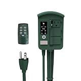 BN-LINK Outdoor Power Stake Timer Waterproof, Power Strip with 6 Grounded Outlets and 6FT Extension Cord, 100FT Wireless Remote Control, Dusk to Dawn Sensor Timer for Lights and Courtyard Decoration