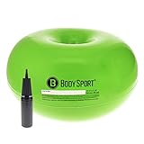 Body Sport Donut Ball, Green, 21 in. x 11.8 in. – Durable, Inflatable Exercise Ball for Balance & Stability Training, Yoga, & Pilates Workouts – Use in Home, Office, Gym, or Classroom