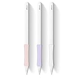 3 Pack iPencil Grips Case Cover Silicone Sleeve Holder Compatible with Apple Pencil (USB-C)&Apple Pencil (2nd Generation),iPad Pro 11 12.9 inch 2018(White, Pink, Purple)