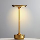 DIVEKID Cordless Table Lamp, Rechargeable Battery Operated Desk Lamp with Touch Control and 3 Color Stepless Dimming, Portable LED Lights for Dinner/Restaurant/Bedroom/Camping(Gold)