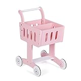Saichotoy Wooden Baby Walker Doll Stroller for Toddler Girls - Shopping Cart Push and Pull Toy for Kids Age 1-3 (Pink)