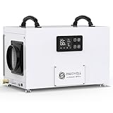 Moiswell 145 Pints Commercial Dehumidifier with Pump, Crawlspace Dehumidifiers with Drain Hose for Compact Tight Basements Large Spaces, 5-Year Warranty