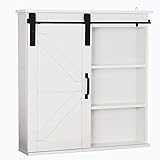 MAISON ARTS Medicine Cabinet with Sliding Barn Door, Farmhouse Storage Wall Cabinet for Bathroom, Kitchen Dining, Living Room, Creamy White