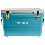 Retrospec Palisade Rotomolded 65 Qt Cooler - Fully Insulated Portable Ice Chest with Built in Bottle Opener, Tie-Down Slots & Dry Goods Basket - Large Beach, Camping & Travel Coolers - Coastal Blue