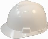 MSA V Jumbo (Large) Size Cap Style Hard Hats w/FasTrac III Suspensions and Handy Tote Bag - White