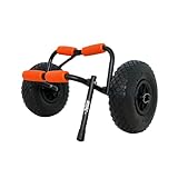 Pelican - Universal Canoe, Kayak & Stand Up Paddle SUP Cart Carrier - Fold Together Trolley with Wide Removable Inflatable Tires Black Medium