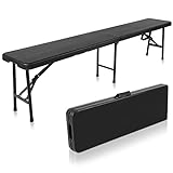 Roowest Folding Bench 6 Feet Plastic Outdoor Bench Portable Folding Bench Seat Foldable Bench Seating with Carrying Handle for Dining Camping Picnic BBQ Sports Garden Indoor Outdoor Patio Activities