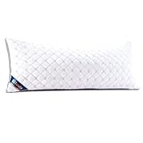 Siluvia Body Pillow for Adults-Premium Adjustable Loft Quilted Body Pillows - Hypoallergenic Fluffy Pillow - Quality Plush Pillow - Down Alternative Pillow(White-LightGray, 21”x54“)
