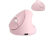 Wireless Mouse Ergonomic Pink Vertical Rechargeable Silent Optical Cordless Ergo Portable Lightweight Right Handed Carpal Tunnel Mice for Office, Laptop, PC, Computer, Desktop for Small Middle Hands