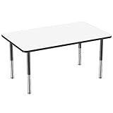 FDP Dry-Erase Mobile Rectangle Activity School and Office Table (36 x 60 inch), Super Legs w/Glides and Casters, Adjustable Height 19-30 inches - Whiteboard Top/Black Edge