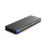 Linksys LGS116P 16 Port Gigabit Unmanaged Network PoE Switch with 8 PoE+ Ports @ 80W - Ideal for Business, Home, Office, IP Surveillance - Ethernet Switch Hub with Metal Housing, Desktop / Wall Mount
