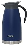 MIRA Stainless Steel Thermal Coffee Carafe Server, Double Wall Insulated Vacuum Flask, Tea, Water, and Coffee Dispenser, 1.5 Liter / 50oz, Admiral Blue