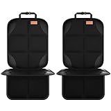 Car Seat Protector, Smart eLf 2Pack Seat Protector Protect Child Seats with Thickest Padding and Non-Slip Backing Mesh Pockets for Baby and Pet