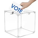 MaxGear Acrylic Donation Box, 9.8' x 9.8' x 9.8' Large Ballot Box, Suggestion Box with Lock - Large Comment Box - Clear Money Box Square Box for Fundraising, Donating, Bar, School, 1 Pack