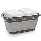 BLACK+DECKER 1 Large 25' Slim Collapsible Laundry Basket - Portable & Space-Saving Basket with Dual Comfort Grip Handles - Ideal for Laundry, Towels, Blankets & More in Small Spaces & Travel, Black
