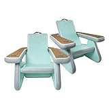BOTE AeroRondak Blow Inflatable Beach Chair, Adults Kids Family Friendly Boat Seating, Dock Seat, Camping Hunting, Full Size in Classic Seafoam 2 Pack