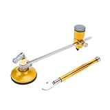 Portable Circular Glass Cutter Calibrated by Inch with Round Knob Handle and Suction Cup, Adjustable Compasses Type Circular Glass Cutter Tool Kit with Engraving Pen (Diameter 16 inch/ 40cm)