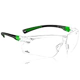NoCry Clear Safety Glasses for Men and Women; Lightweight Work Glasses with Adjustable Frames and No-Slip Grips; Scratch Resistant Anti Fog Safety Glasses with Superior UV Protection, Black & Green