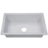 Lippert RV Single Kitchen Galley Sink - 25' x 17' x 6.6' White ABS Plastic for 5th Wheel, Travel Trailer, Camper