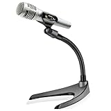 Pyle Desktop Microphone Stand - Universal Tabletop Mic Holder w/ Flexible 8.2'' Inch Gooseneck Mount and Solid U Shape Base - Perfect for Table Desk or Counter - PMKS8,Black