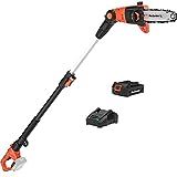MAXLANDER 8 Inch Cordless Pole Saw, 20V Power Pole Chainsaw for Tree Trimming, Telescoping Electric Tool-free Installation, Adjustable Head Pole Saw with 2.0Ah Battery & Fast Charger