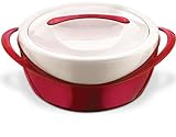 Pinnacle Large Insulated Casserole Dish with Lid 2.6 qt. Elegant Hot Pot Food Warmer/Cooler -Thermal Soup/Salad Serving Bowl Stainless Steel Hot Food Container–Best Gift Set for Moms –Holidays Red