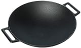 Jim Beam 12'' Pre Seasoned Heavy Duty Construction Cast Iron Grilling Wok, Griddle and Stir Fry Pan