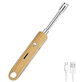 Candle Lighter, Electric Arc Lighter USB Rechargeable 360° Flexible Neck Windproof Lighter Long for Household Camping Cooking BBQ (Wood Grain)