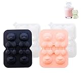 WYBG 2 Pack Silicone Bear Ice Molds Cute Bear Chocolate Gummy Molds 3D Bear Ice Cube Trays Mold Bear Shaped Mold for DIY Drink Ice Coffee Juice Cocktail Cake Decoration Candy Soap Candle