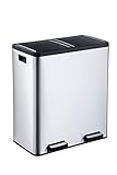 The Step N' Sort 18.5 Gallon Extra Large Capacity, Soft-Step, Dual Trash and Recycling Bin with Removable Inner Bins Silver