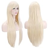 Akstore Wigs 32' 80cm Long Straight Anime Fashion Women's Cosplay Wig Party Wig With Free Wig Cap(Blonde)