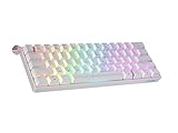 Geeky GK61 60% | Hot Swappable Mechanical Gaming Keyboard | 61 Keys Multi Color RGB LED Backlit for PC/Mac Gamer | ANSI US American Layout (White, Mechanical Speed Silver)