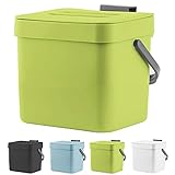 Hanging Trash Can, LALASTAR Compost Bin Indoor Kitchen Sealed, Small Trash Can with Lid, Mountable Plastic Garbage Can for Kitchen, Bathroom, Pantry, Countertop, Under Sink, Wall, 1.8 Gallon, Green
