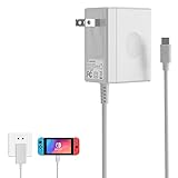 YCCSKY Charger for Nintendo Switch,AC Adapter for Nintendo Switch - Fast Travel Wall Charger with 5FT USB C Cable 15V/2.6A Power Supply for Nintendo Switch Supports TV Mode and Dock Station (White)