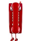 Classic Wall Phones for Landline with Mechanical Ringing, Single Line 2554 Wall Telephone with Indicator, Retro Wall Mounted Phone Waterproof, Old Wall Mount Phone for Kitchen,Home,Red