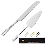 ERVILO Cake Serving Set, Cake Pie Pastry Servers, Stainless steel Cake Knife and Server Set Perfect For Birthday, Wedding, Parties and Events (Silver)