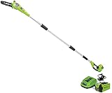 Greenworks 40V 8' Cordless Polesaw (Great For Pruning and Trimming Branches / 11 FT Reach / 60+ Compatible Tools), 2.0Ah Battery and Charger Included