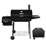 Royal Gourmet CC1830RC 30 Barrel Charcoal Grill with Offset, 811 Square Inches Smoker with Cover for Outdoor Garden, Patio, and Backyard Cooking, Black