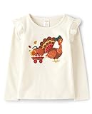 Gymboree Girls and Toddler Fall Holiday Embroidered Graphic Long Sleeve T-Shirts Shirt, Turkey Fall, 6 US