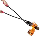 40' Fireplace Tongs Safely Move Firewood Grabber Tool Rustproof With Rubber Handle for Fire Pits Comfort Enjoy Bonfire and Campfire