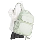 WEPOET Aesthetic College Backpacks For Women Men,Waterproof High School Back pack,Kawaii Everday Backpack For Teens Girls Boys,Student Latop Travel Backpack(Mint Green)