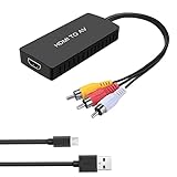 RuiPuo HDMI to AV Converter HDMI to Video Audio Adapter Supports PAL/NTSC Compatible for Roku Streaming Stick, Fire Stick, Apple TV, DVD, Blu-ray Player, HD Box ect (HDMI to RCA Converter)