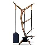 Mountain Mike's - Antler Fireplace Tool Set - Decor Inspired by The Great Outdoors - Durable Replicated Deer and Elk Antlers - Includes Shovel, Brush, and Poker
