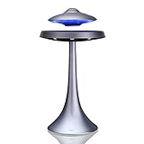 Levitating Floating Speaker, Magnetic UFO Bluetooth Speaker V4.0 , LED Lamp Bluetooth Speaker with 5W Stereo Sound , Wireless Charge, 360 Degree Rotation , for Home /Office Decor ,Unique Gifts(Grey)