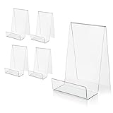 ZOEY Acrylic Book Easel Stand with Ledge Clear Easels Plate - 5 Pack for Books Display, Music Sheets, Artworks, CD, Tablet Holder (Small)