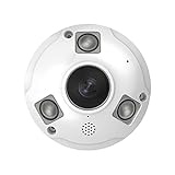 Inwerang 5MP POE IP Fisheye Camera, Mic. Audio in, 1.44mm Lens 360° Viewing Angle, 48ft Infrared Night Vision, Motion Detection, WDR, IP66 Water-Proof Indoor&Outdoor Metal Panorama Camera