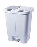 MatYas Dual Plastic Trash and Recycle Bin with Slow Close Lid, Black, 11 gal (Color : White)